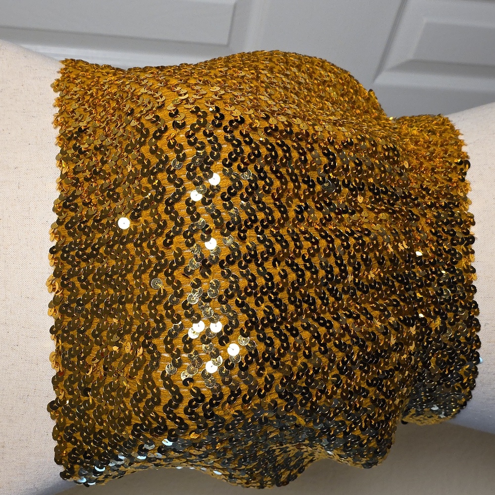 Vintage Gold Sequin Strapless Disco Tube Top
